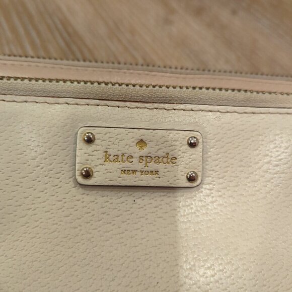 Kate Spade Anita Grove Street Leather Double Zipper Wallet Beige Cream - Picture 2 of 8